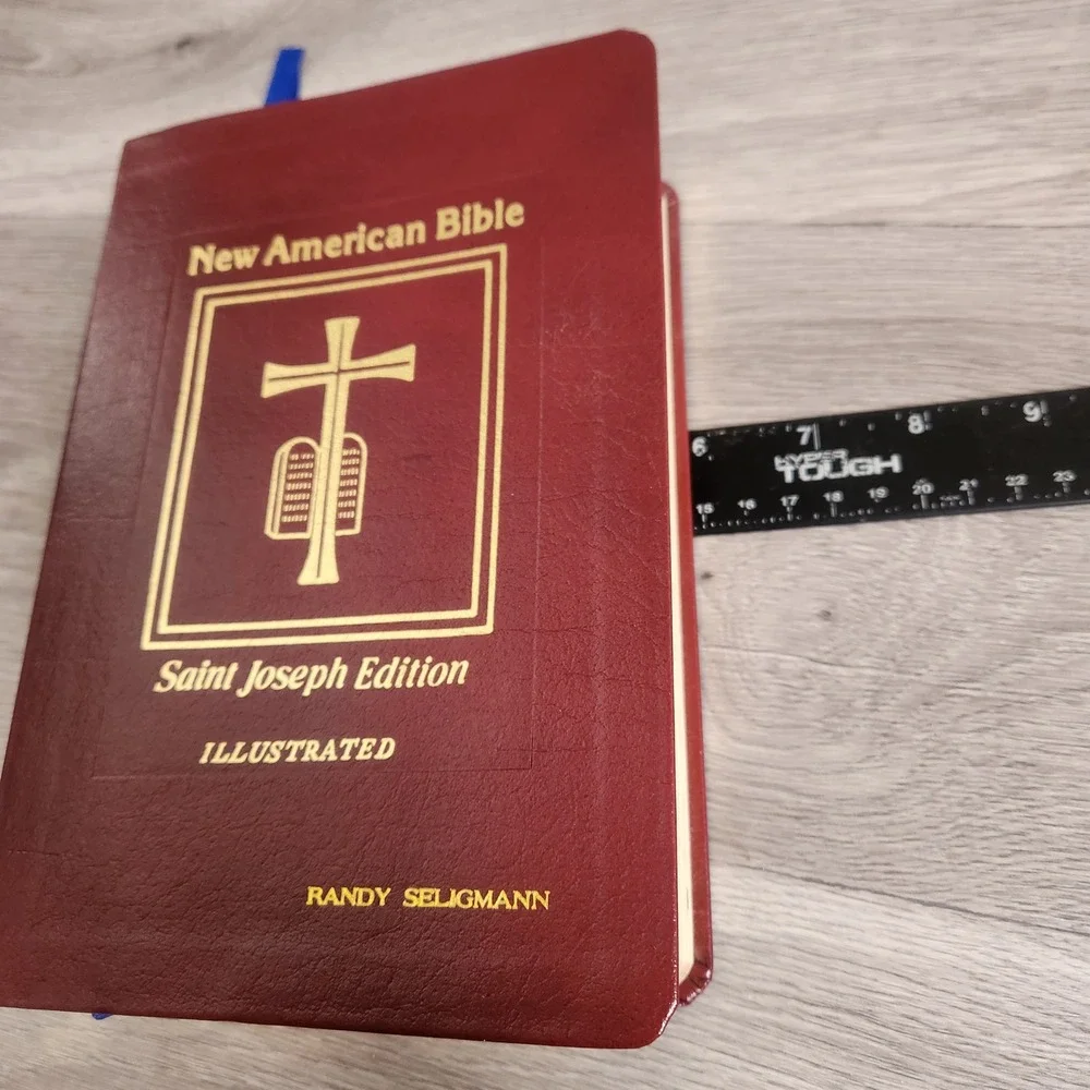 Vintage Saint Joseph New American Bible Red Leather Illustrated Gold Edges Catho